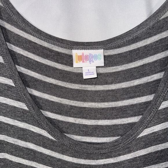 LuLaRoe Nicole Grey Striped Dress NWT Size Large - Picture 2 of 4